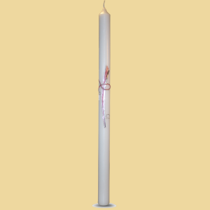Taufkerze Kreuz Fisch rosa/silber