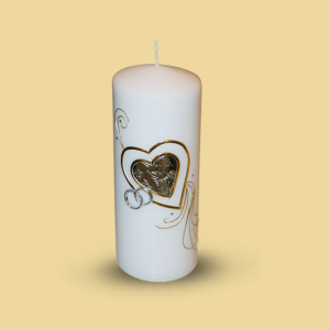 Hochzeitskerze Stumpen mit goldenen Herzen