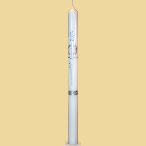 Taufkerze mit Kelch & Christusmonogramm silber
