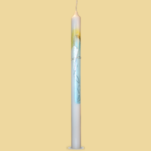 Taufkerze Kreuz modern bemalt hellblau