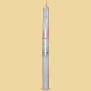 Taufkerze Zur Taufe Alpha Omega rosa/silber