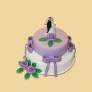 Hochzeitstorte 2 Stock mit Schleifen violett