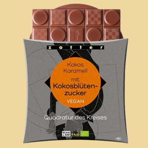 Zotter Quadratur des Kreises Kokos Karamell mit Kokosblütenzucker