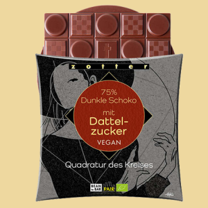 Zotter Quadratur des Kreises Dunkle Schoko 75% mit Dattelzucker