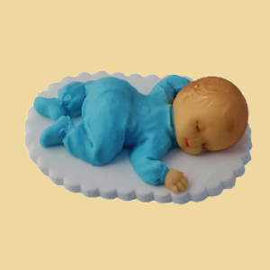 Baby schlafend Zuckerfigur blau