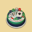 Croupier/Glücksspiel Torte mit Karten und Jetons