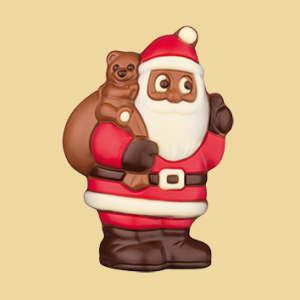 Weihnachtsmann mit Sack & Teddy Schokoladefigur