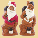 Schokolade Weihnachtsmann mit Geschenk 15cm 2 Motive