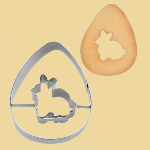 Eii Ausstecher Osterei mit Hase innen 7cm