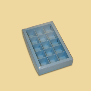 Trüffelbox blau für 15 Trüffel/Pralinen