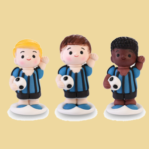 Fu&szlig;ballspieler Fussballer Zuckerfigur  blau/schwarz cm 4 Motive