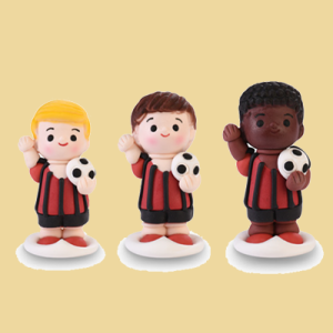 Fu&szlig;ballspieler Fussballer Zuckerfigur rot/schwarz  4 Motive