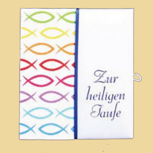 Taufbrief mit Fischen blau