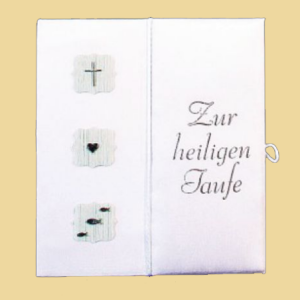 Taufbrief Zur heiligen Taufe Kreuz, Herz & Fische grün