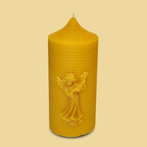 Bienenwabenkerze mit Engel 19x8cm 100% Bienenwachs