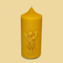 Bienenwabenkerze mit Engel 16x8cm 100% Bienenwachs