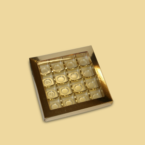Trüffelbox gold glänzend für 16 Trüffel/Pralinen