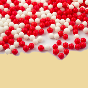 Zuckerperlen rot & weiss 7mm