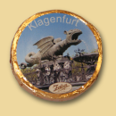 Schokotaler mit Karamellgeschmack in Goldfolie nach...
