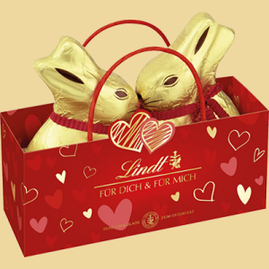 Lindt Goldhase in Herztasche