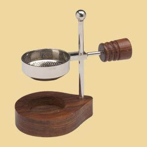 Weihrauchbrenner /Räucherstövchen 12cm vernickelt mit Holz