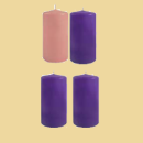 Adventstumpen liturgisch (3x violett & 1x rosa) 50/80mm
