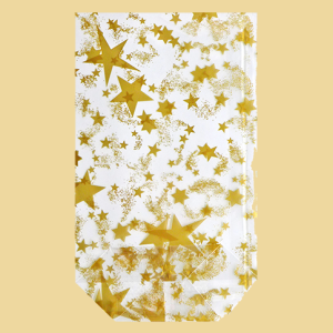 Weihnachtssackerl Goldene Sterne 14,5x23,5cm
