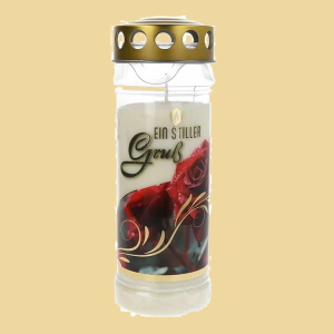 Grablicht Motivlicht 7Tage Goldenes Gedenken Rose