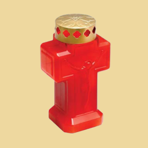 Kreuz Grabkerze rot klein