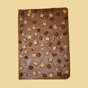 Hausgemachte Vollmilch Bruchschokolade mit hellem & dunklen Nussnougat per 100g