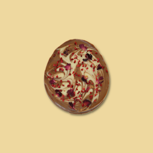 Bruchschoko Osterei Vollmilch mit gehackten Himbeeren