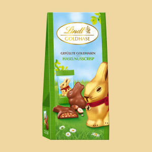 Lindt Goldhasen gef&uuml;llt Nusscreme Crisp