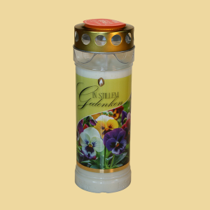 Grablicht Motivlicht 7Tage In stillem Gedenken Blumen