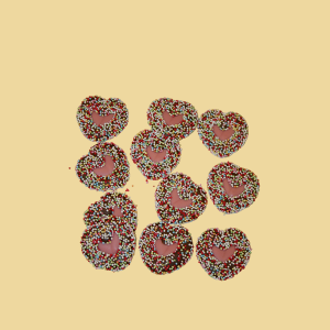 Schokolade Herzen bunt bestreut per 100g