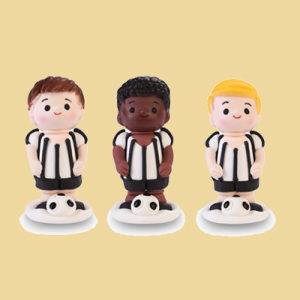 Fu&szlig;ballspieler Fussballer Zuckerfigur weiss/schwarz  4 Motive