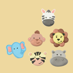 Dschungeltierkopf Elefant, L&ouml;we, Affe, Nilpferd, Zebra oder Tiger