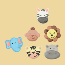 Dschungeltierkopf Elefant, L&ouml;we, Affe, Nilpferd,...