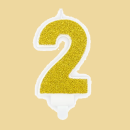 Zahlenkerze Geburtstagskerze glitzergold 2