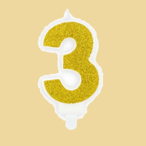 Zahlenkerze Geburtstagskerze glitzergold 3