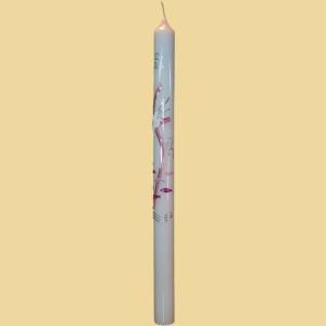 Taufkerze Zur Taufe Fische, Alpha Omega & Taube rosa