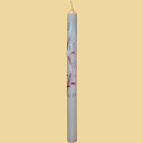 Taufkerze Zur Taufe Fische, Alpha Omega & Taube rosa