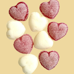 Herzerl Bonbons/Zuckerln rot/weiss