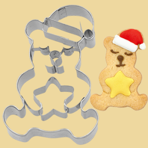 Weihnachtsteddybär mit Stern Keksausstecher 7cm
