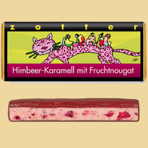 Zotter Himbeer Karamell mit Fruchtnougat
