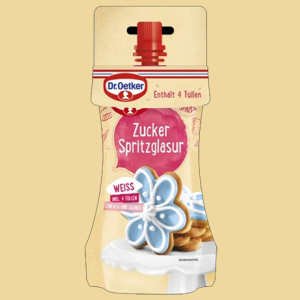 Zucker Spritzglasur weiss mit 4 Tüllen