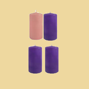 Adventstumpen liturgisch (3x violett & 1x rosa) 60/80mm