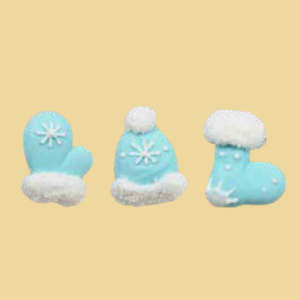 Pudelmütze, Socke & Handschuh Zuckerfigur eisblau