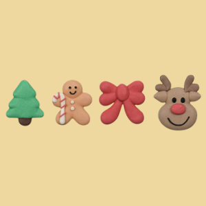 Christbaum, Lebkuchenmann, Schleife oder Elch Zuckerfigur