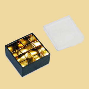 Trüffelkistchen 4er Quadrat Luxus Goldeinsatz