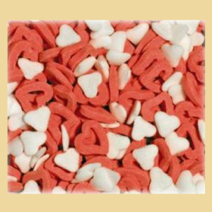 Zucker Streudekorherzen pink durchbrochen + weiss